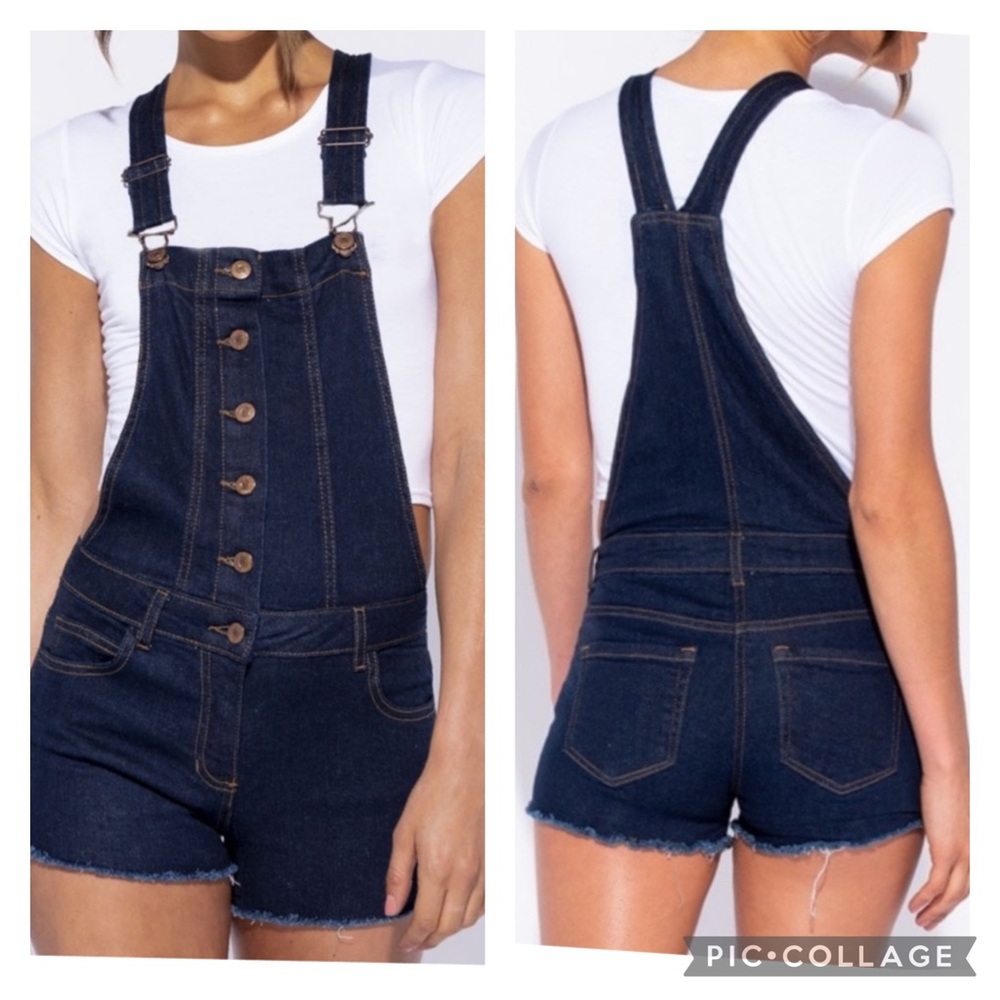 Button Front Denim Overalls